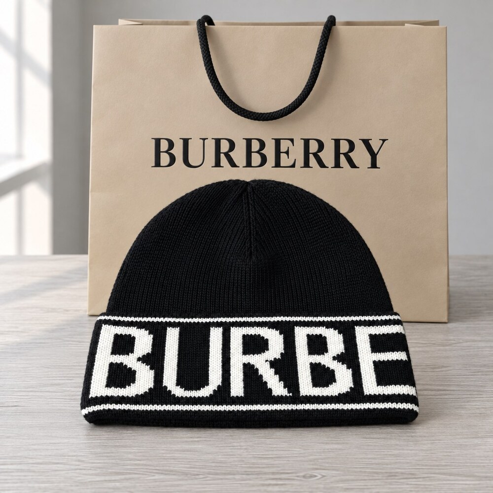 Burberry Black Logo Knit Beanie